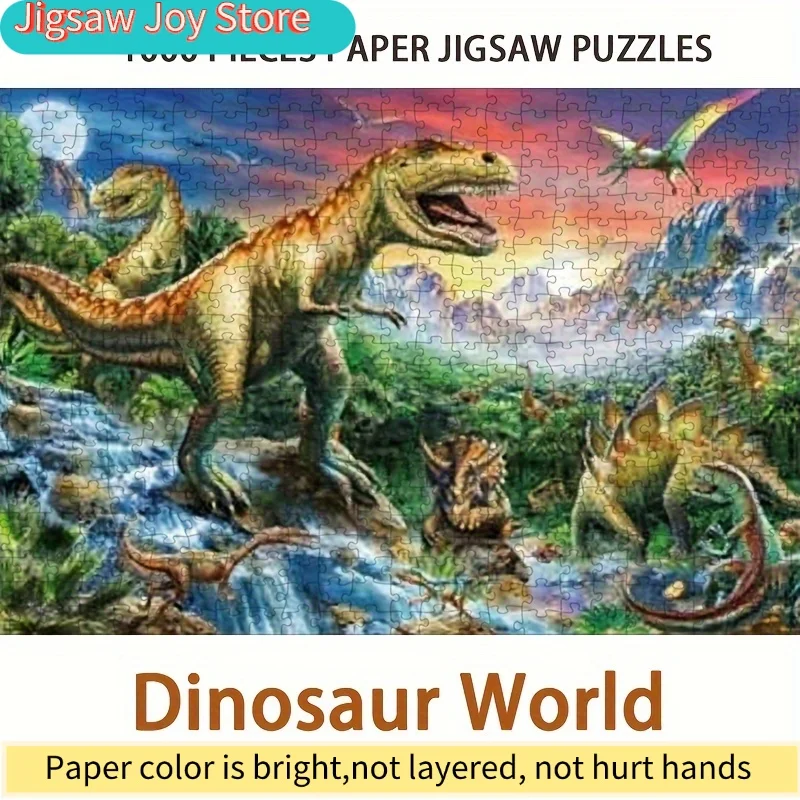 1000pcs Puzzle Paper Toys  Dinosaur World Famous Paintings 1000 Pcs Jigsaw Puzzle Xmas Gift Back Letter Zone Adult Educational