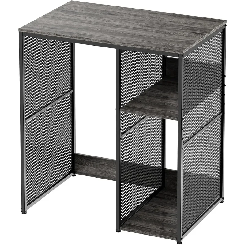 3-Tier Coffee Bar Cabinet with Mini Fridge Space, Heavy-Duty Rustic Grey Microwave Stand Baker Rack