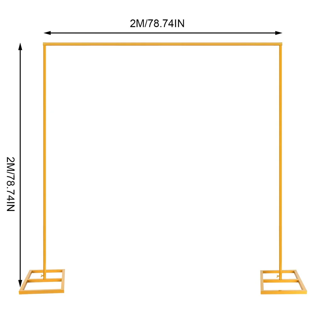 2M*2M Goldener Metall-Hintergrundbogen-Ständer, Bogen für Hochzeit, Brautparty, Weihnachten, Geburtstagsfeier, Party-Dekorationszubehör – Detail 13