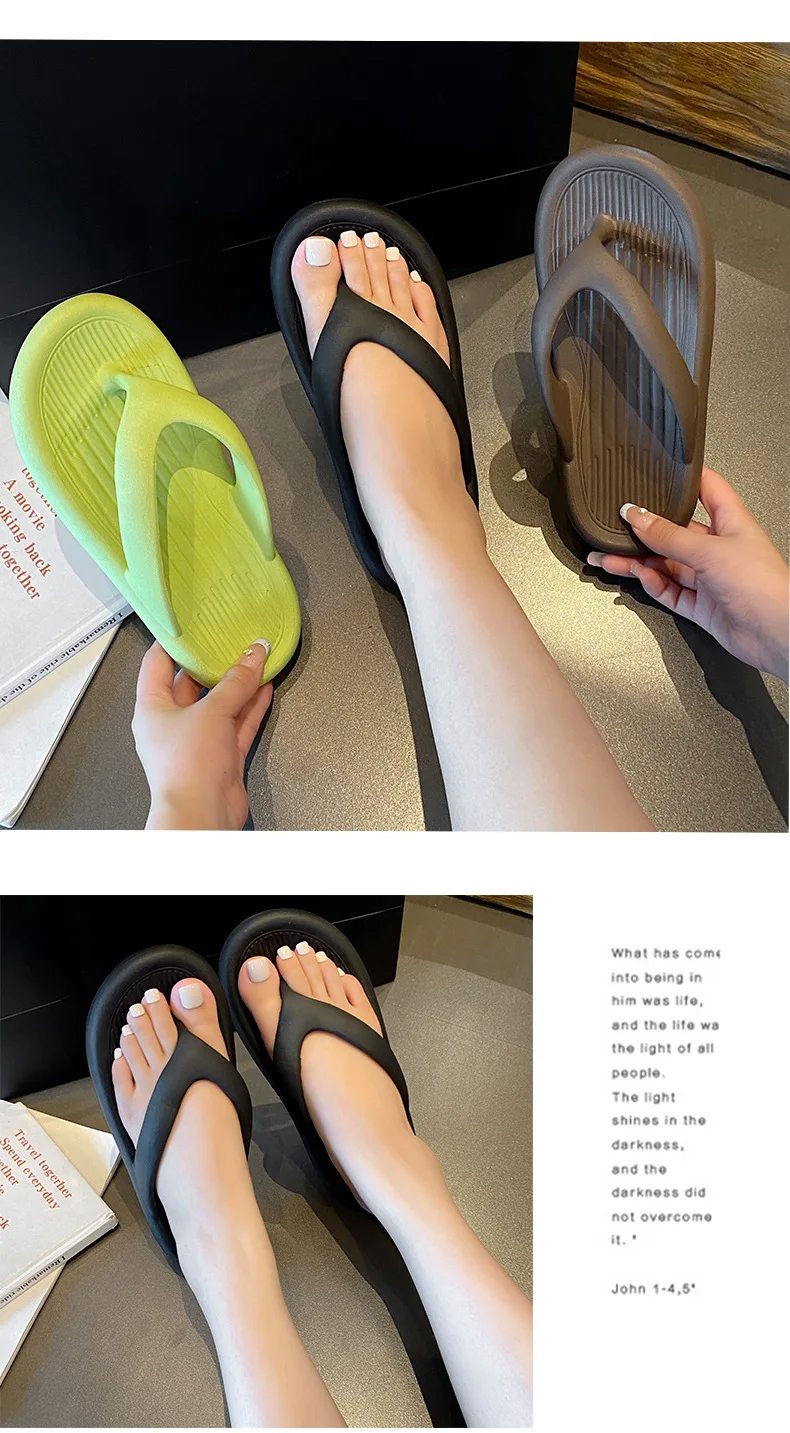 Evshine Damen-Sommer-Flip-Flops, Outdoor-Mode, rutschfeste Strand-Hausschuhe, bequem, weicher Boden, Damen-Sandalen, Haus-Badezimmer-Rutschen – Detail 15