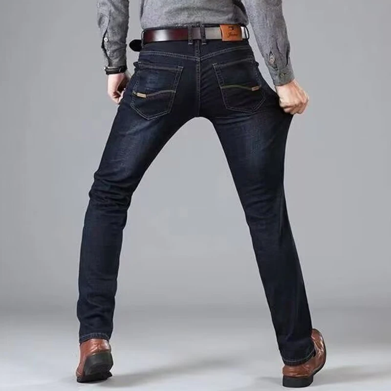 2024 new spring and autumn men straight leg simple casual commuting jeans trend fashion everything zipper design pants