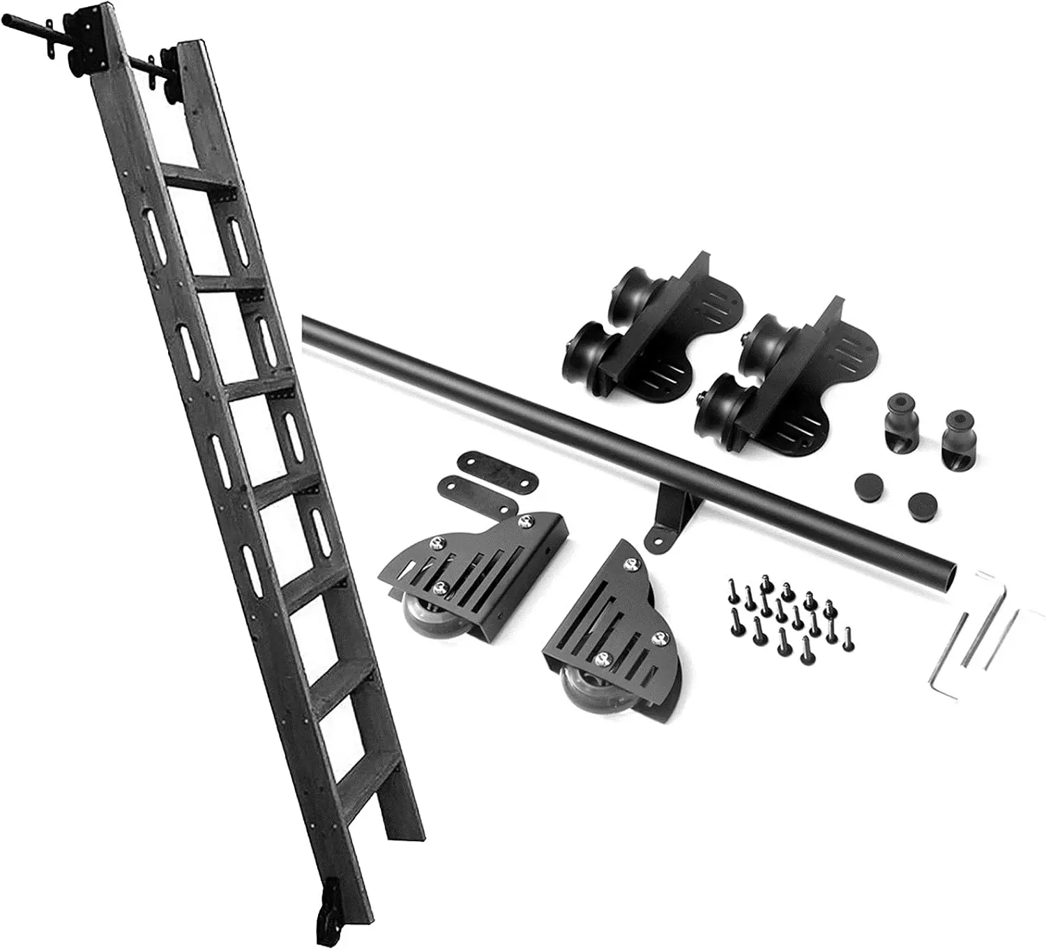 Sliding Barn Door Hardware Kit 3.3Ft-20Ft, Circular Track Retractable + Extended Track (No Ladder), With Floor Rollers, For