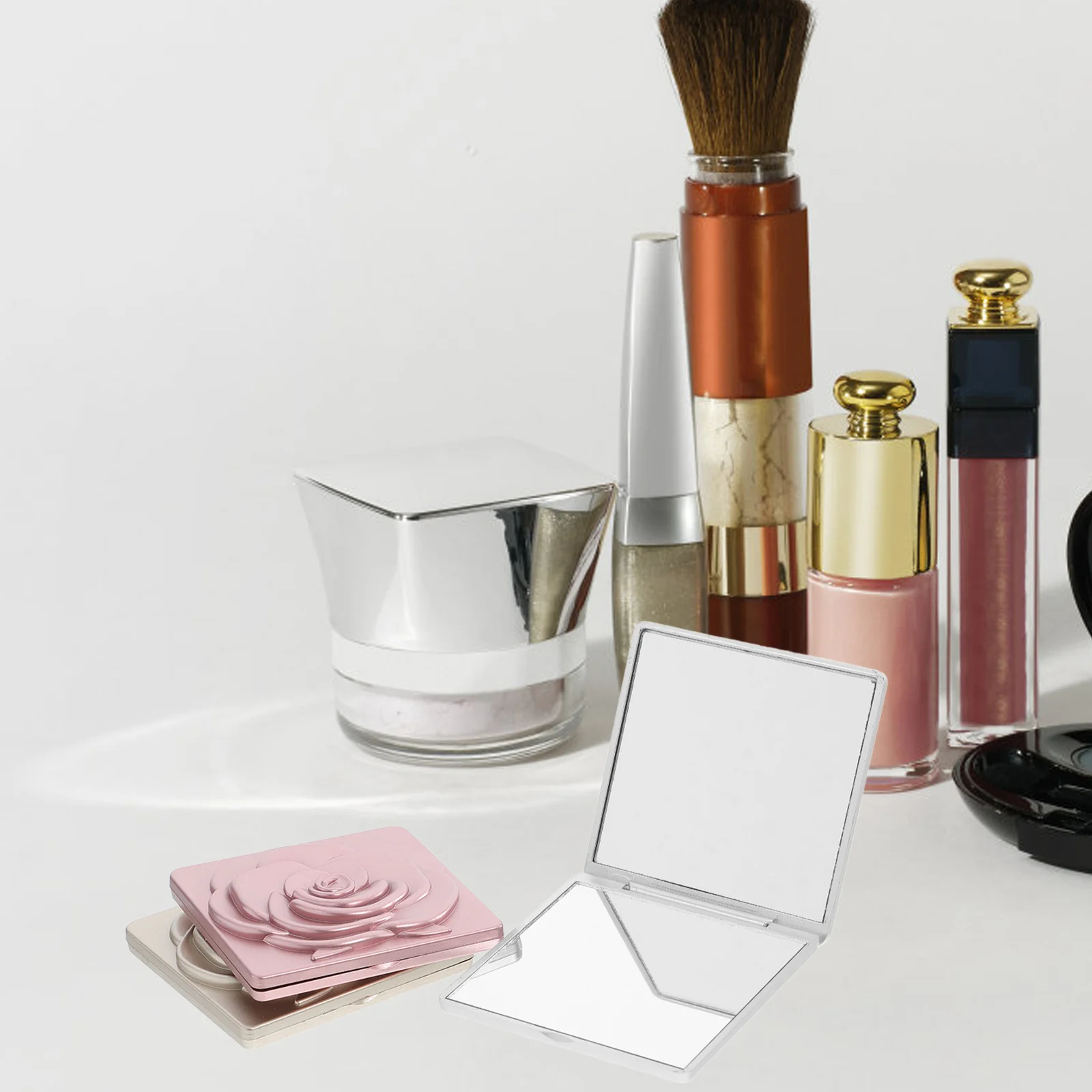 

3Pcs Compact Folding Pocket Travel Mirror Small Rose Pattern Makeup Portable Magnifying Mirror Bridal Shower Favors