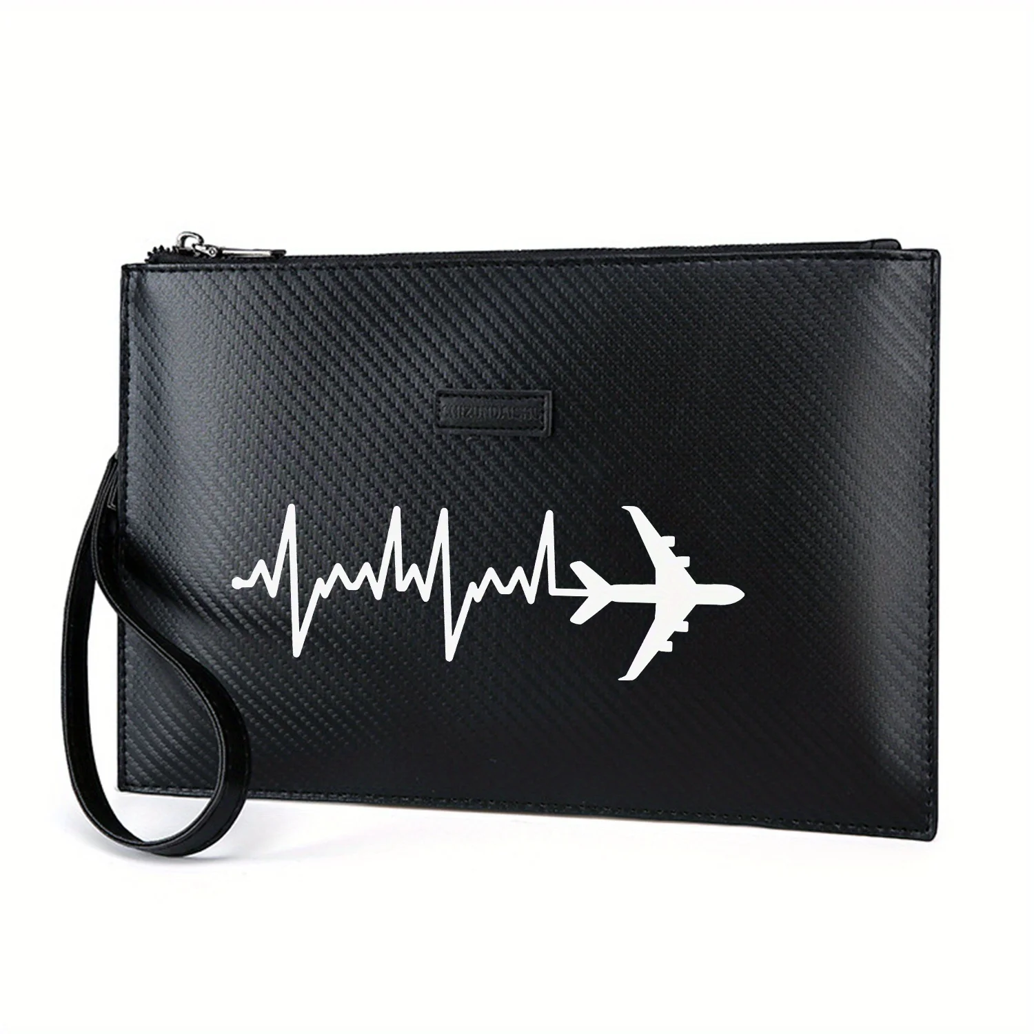 حقيبة يد رجالية من البولي يوريثان بتصميم نبضات القلب على شكل طائرة، عصرية وعملية للحمل اليومي