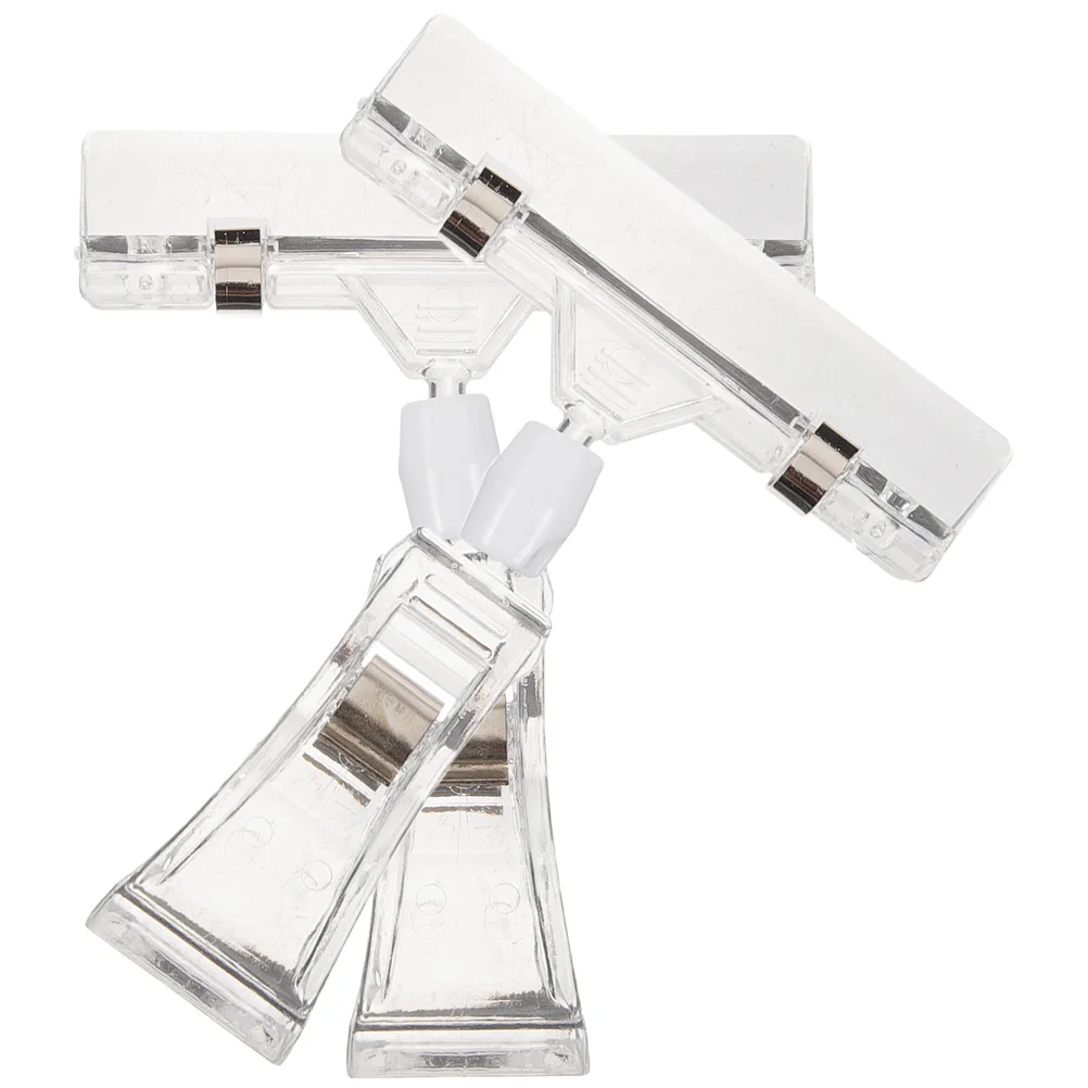 

2pcs Label Holder Double Sided Clips Price Tag Banner Sign Display Stand Merchandise Hanging Plastic Memo Photo Clip