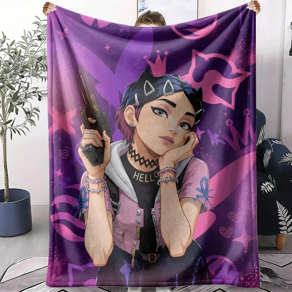 Popular Game V-Valorant Clove Throw Soft Flannel Throw Summer Blanket Lightweight Cozy Nap Blanket for Sofa Bed Travel