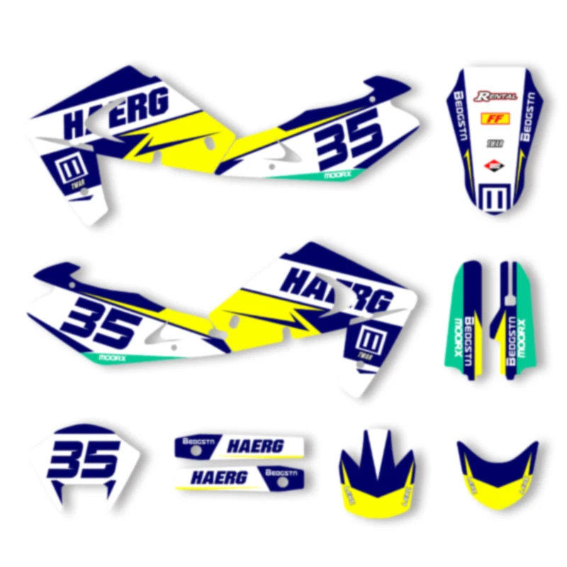 

Powerzone Custom Motorcycle Fairing Graphic Background Decals Sticker Kits For Husqvarna TE 250 2001-2004 SM450 2002 2003 2004