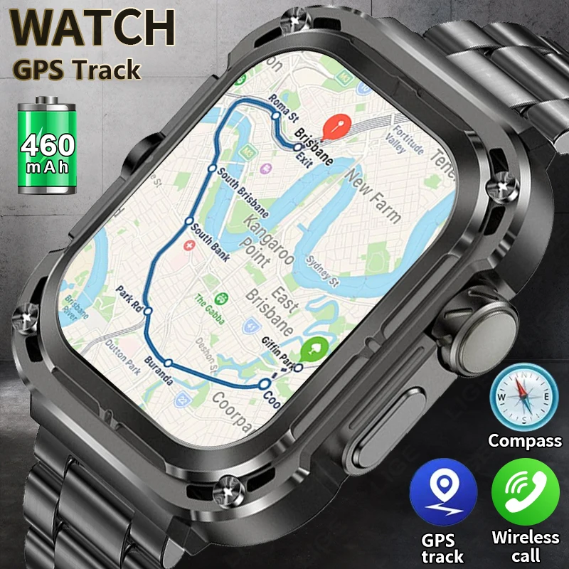 

Military 2.1inch Large Screen Smart Watch for Men Sport Fitness Tracker Heart Rate Voice Assistant Bluetooth Call Smartwatch Men