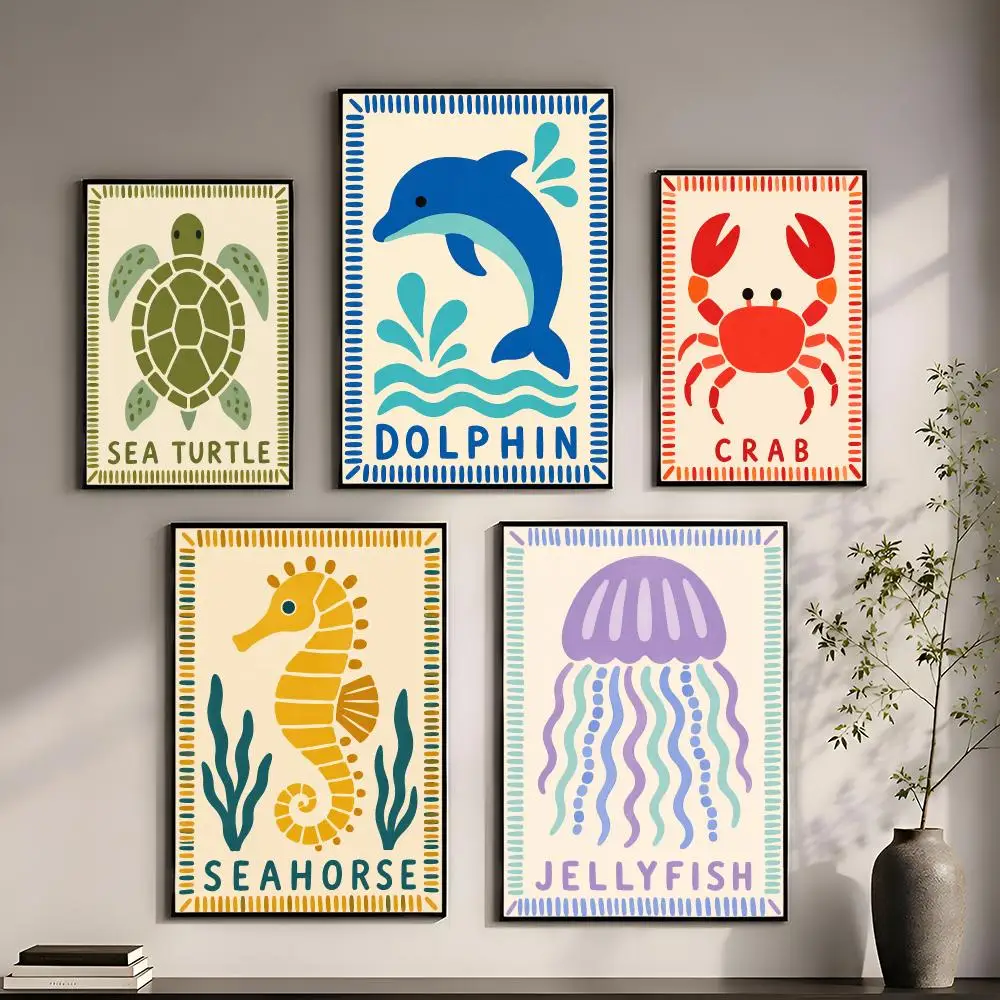 Lobster Shell Beach Poster Perfect Sticker Self Adhesive for Office Home Theater Wall Art Decor Fancy Gift