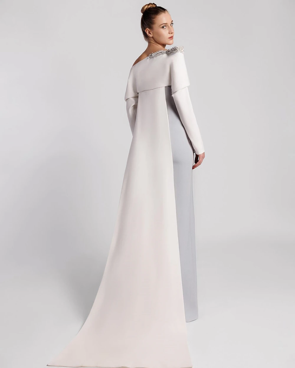 Heyday Pretty Dress Customized Beads Straight Off-the-shoulder Formal Evening Dress Crepe Floor Length Party Dress For Women image 3