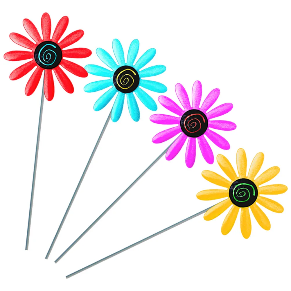 Piquets de fleurs en fer de qualité supérieure, 4 pièces, décoration de jardin, Pot de jardinière d'extérieur, insertion de fleurs réaliste, ornement de paysage en métal