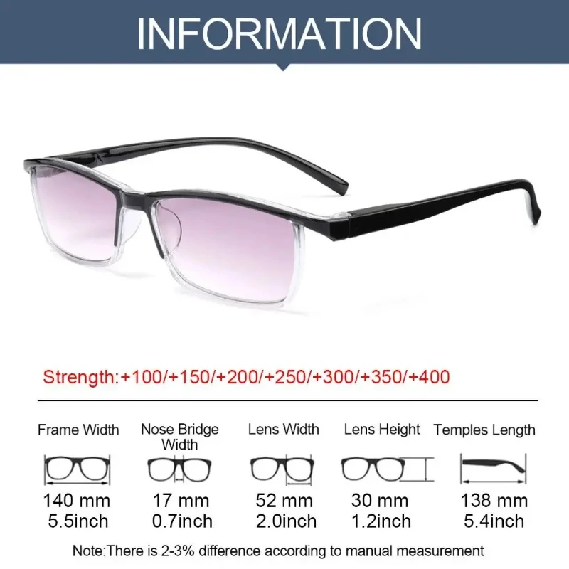 Gradient Color Reading Glasses Unisex Business Ultra-Light Frame Anti Blue Light Eyeglasses Computer Goggles