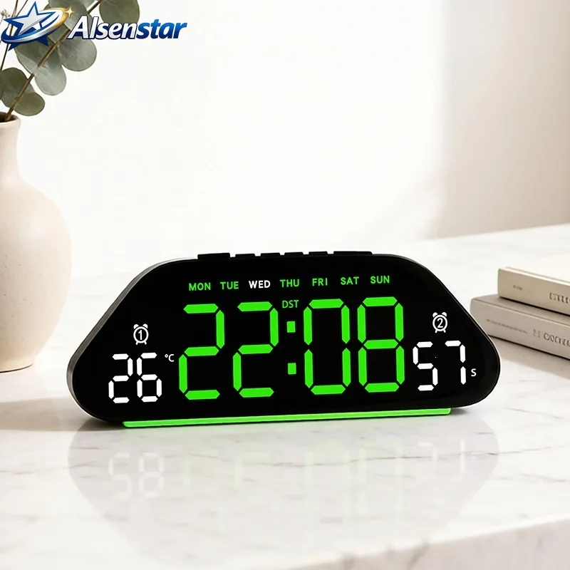

Simple LED Digital Alarm Clock Mute Multifunctional Clock with Temperature Humidity Display Large Screen for Living Room