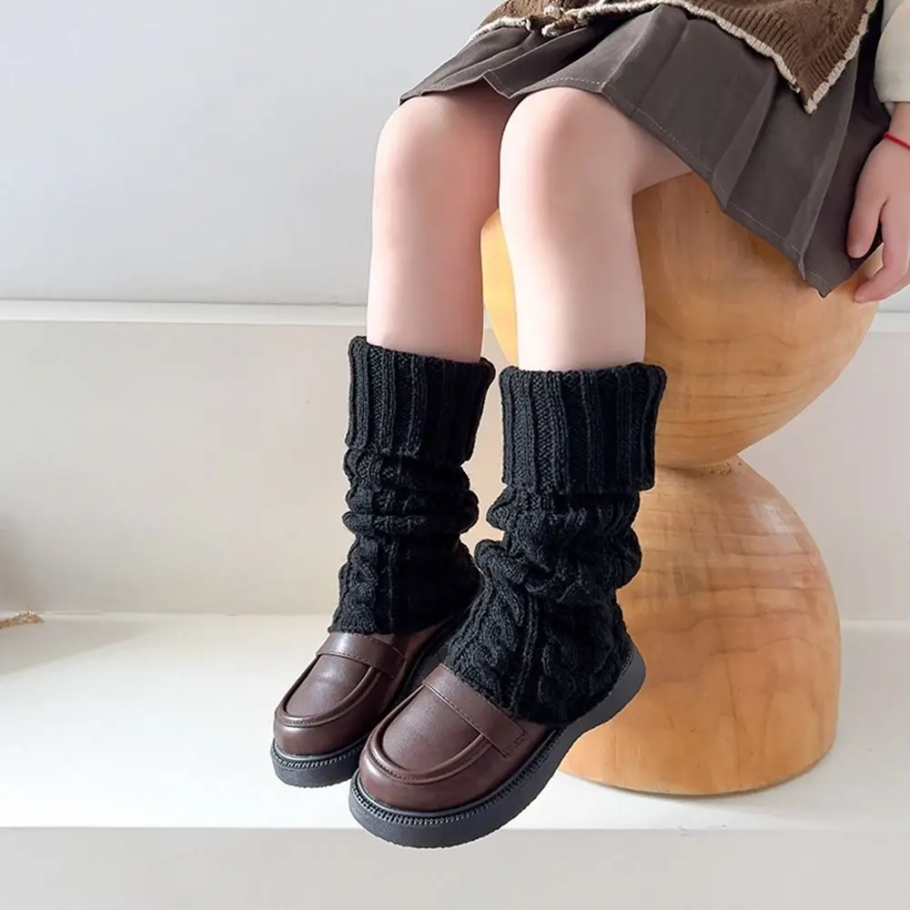 

Cute Japanese Style Children's Twist Leg Warmers Harajuku Balletcore Knitted Leg Cover Woolen Pile Socks Leg Socks Girls