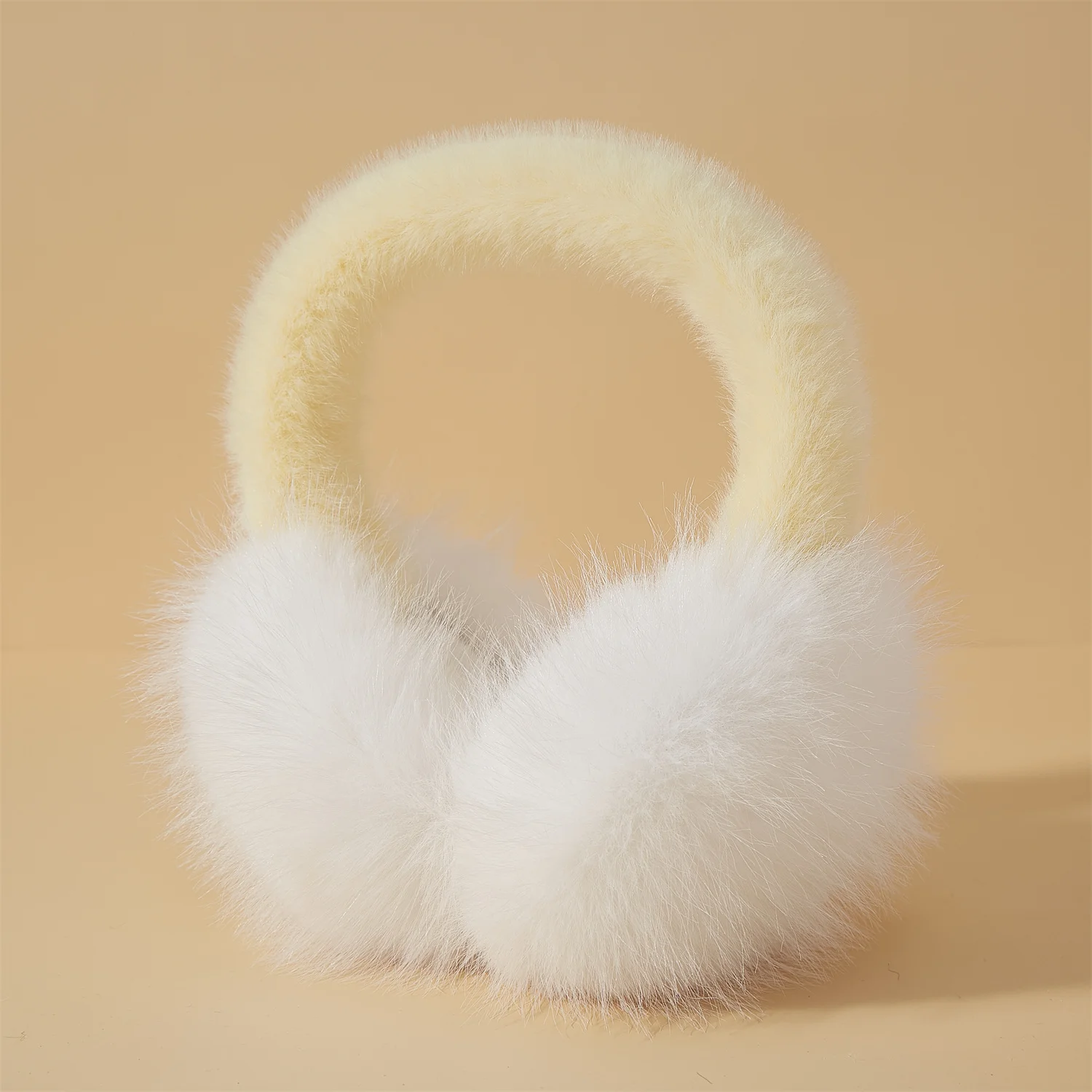 Trendy Contrasting Yellow Earmuffs 2025 Innovative Cute Colorful Art Matching Imitation Fox Fur Earmuffs for Woman Girl Winter