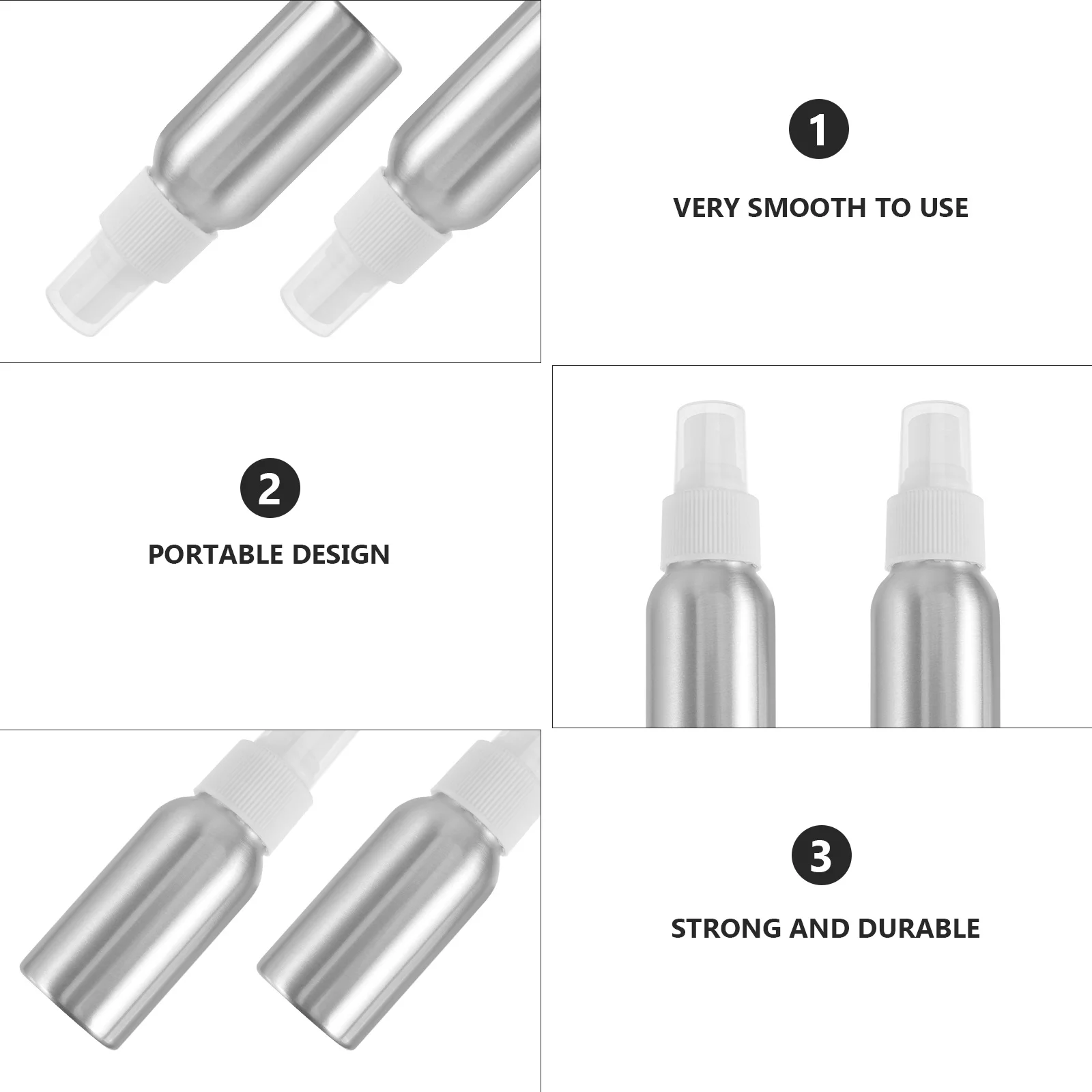 5Pcs Aluminum Spray Bottle 50ml Portable Refillable Travel Containers Compact Fine Mist Spray Empty Perfume Sprayer