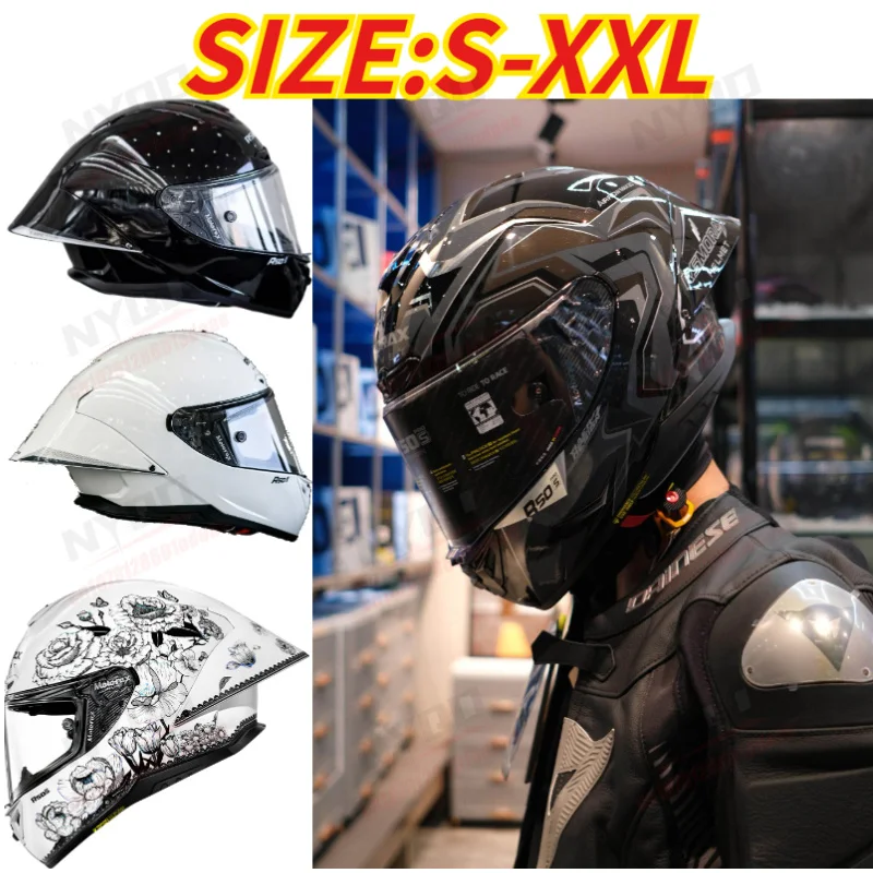 

MotoRacing R50S Pro Motorcycle Helmet, Full Face with Large Spoiler, Unisex All Season Flower Pattern Helmet