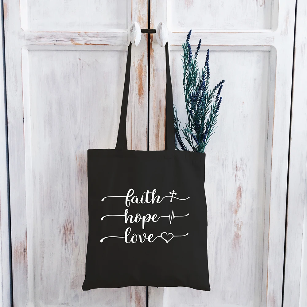 

Faith Hope Love Tote Bag Christian Gift Faith Canvas Bag for Women Christian Custom Bag Peaceful Bag Faith Shopping Bag Jesus