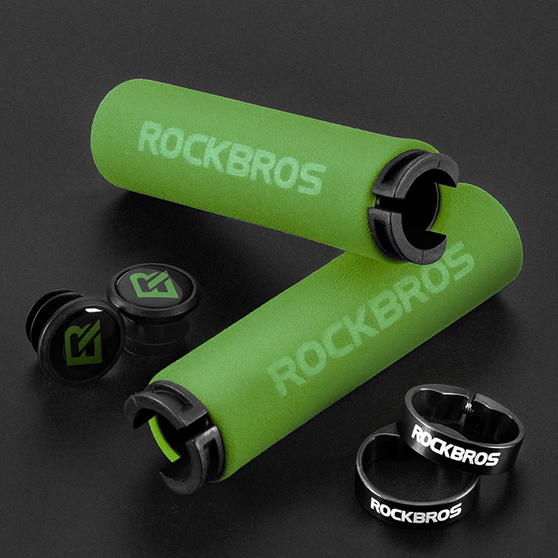 ROCKBROS Cycling Bicycle Gear Grips Bike Silicone Sponge Handlebar Soft Ultralight Grips Anti-skid Shock-absorbing Bike Part