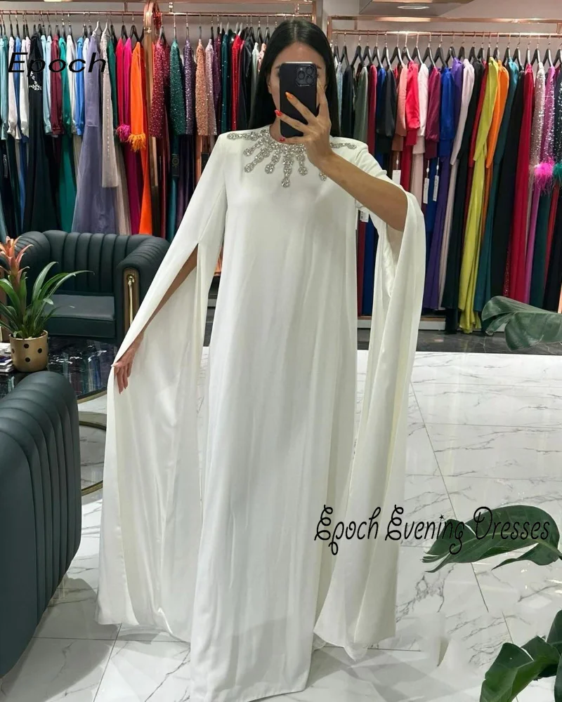 Epoch Evening Dress فساتين السهرة Dubai Elegant Crystal O-Neck Straight Long Sleeve Formal Party Gown For Sexy Women 2024