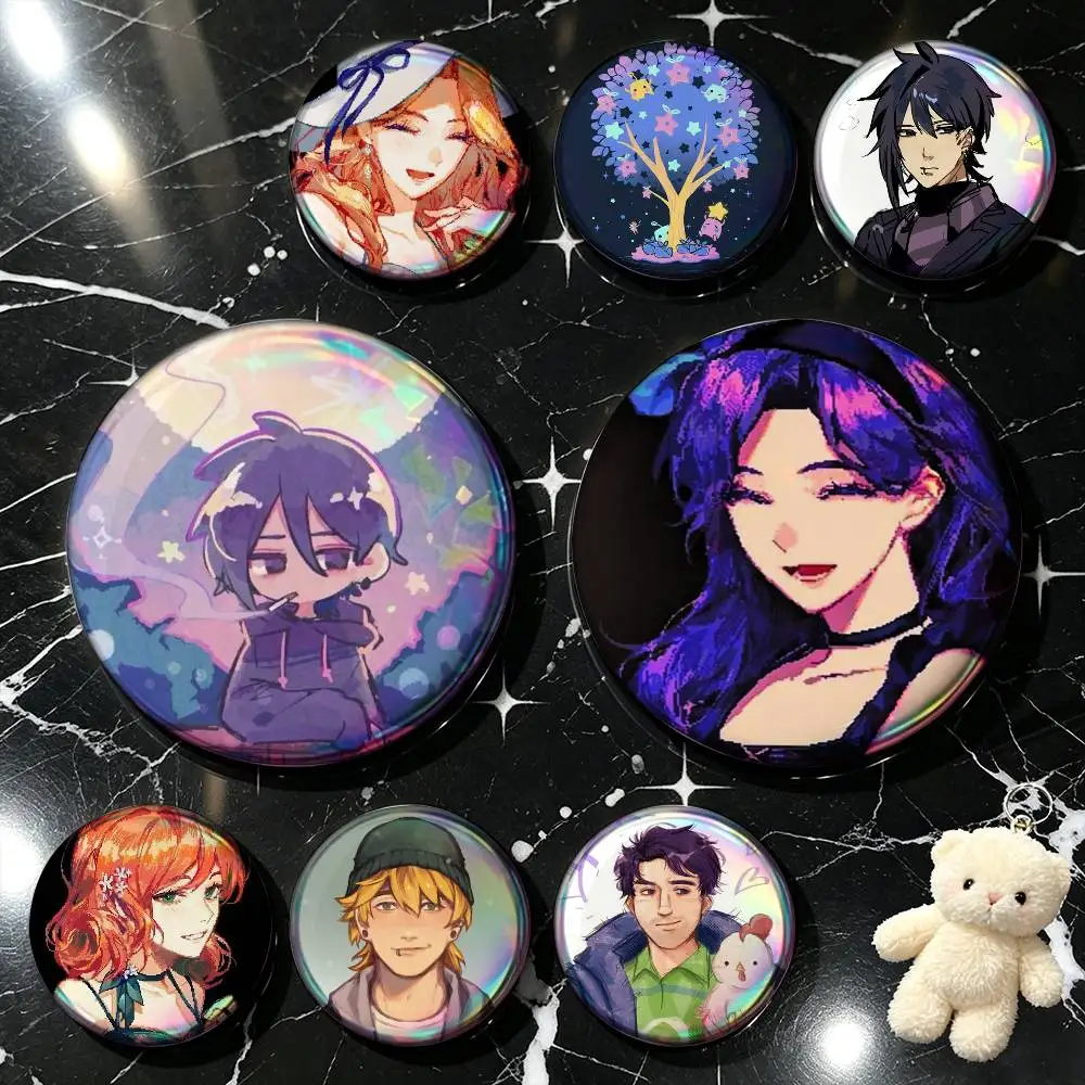 S-Stardew V-Valley Sebastian  Enamel Pin Tinplate Round Brooch Cosplay Nijigen Otaku Culture Badge 25mm 32mm 44mm 58mm