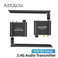 AIXXCO 2.4G Wireless Audio Transmitter Receiver high-definition 50M NO Delay RCA R/L 3.5mm Stereo 192kHz For Speakers Amplifier
