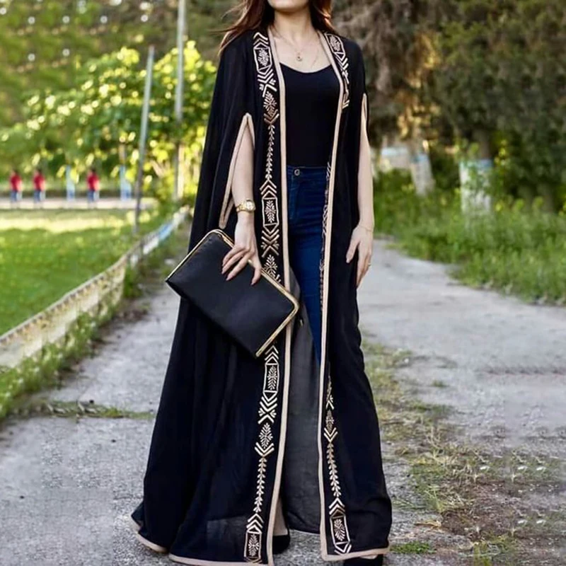 Elegant Long Coat for Saudi Arabia Women Floor-Length Straight Prom Party Gala Special Events Wedding Evening Dresses 2024