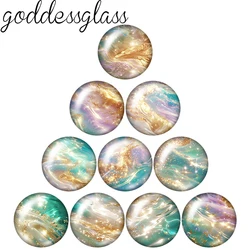 Gilded green&Pink water wave ripple 12mm/18mm/20mm/25mm Round glass cabochon flat back Making findings for custom DIY bracelets