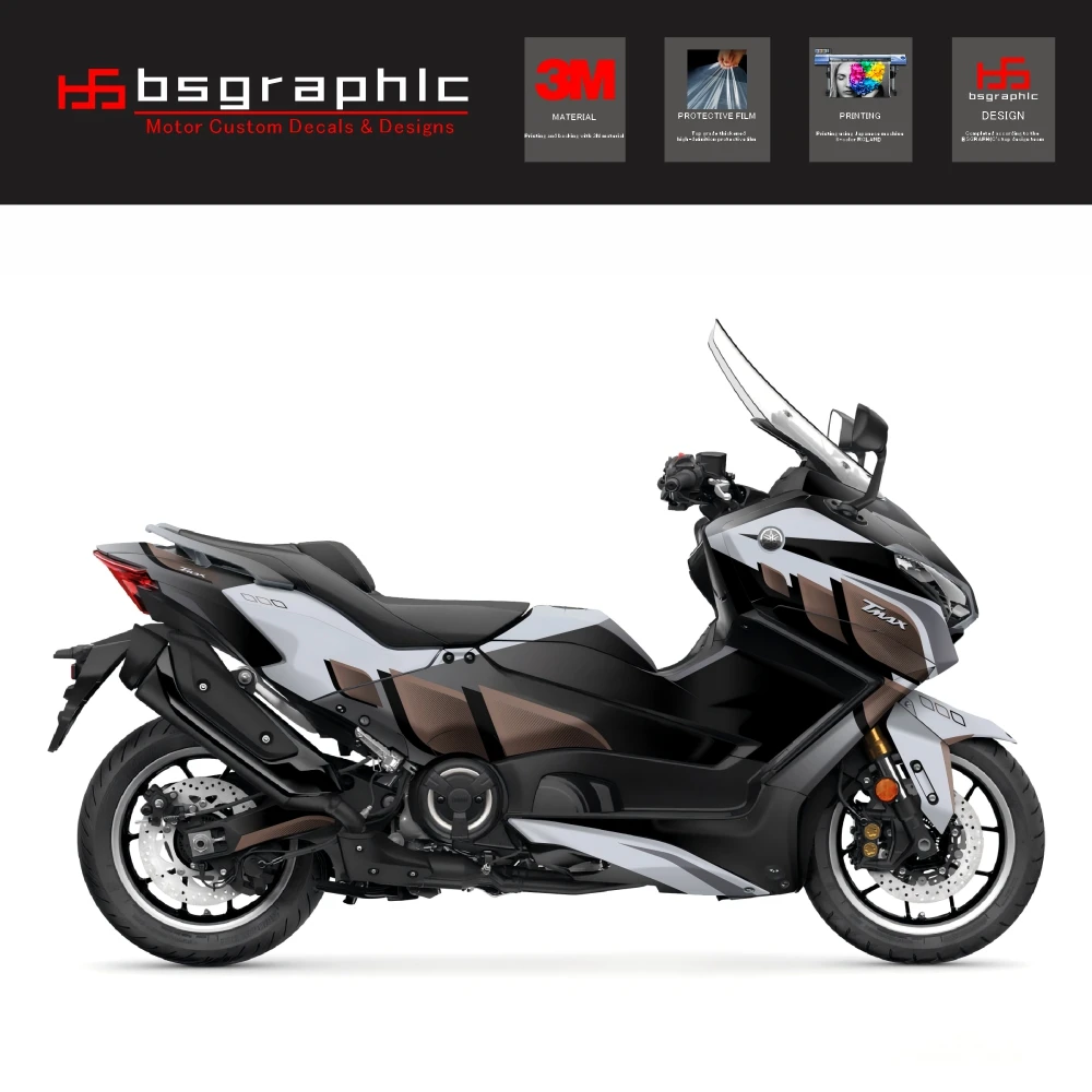 

Motorcycle Body Fairing Protective Sticker Decal Maxiscooter Birthday KIT Graphicgrey-brown for Yamaha Tmax T-max 560 2025-2026