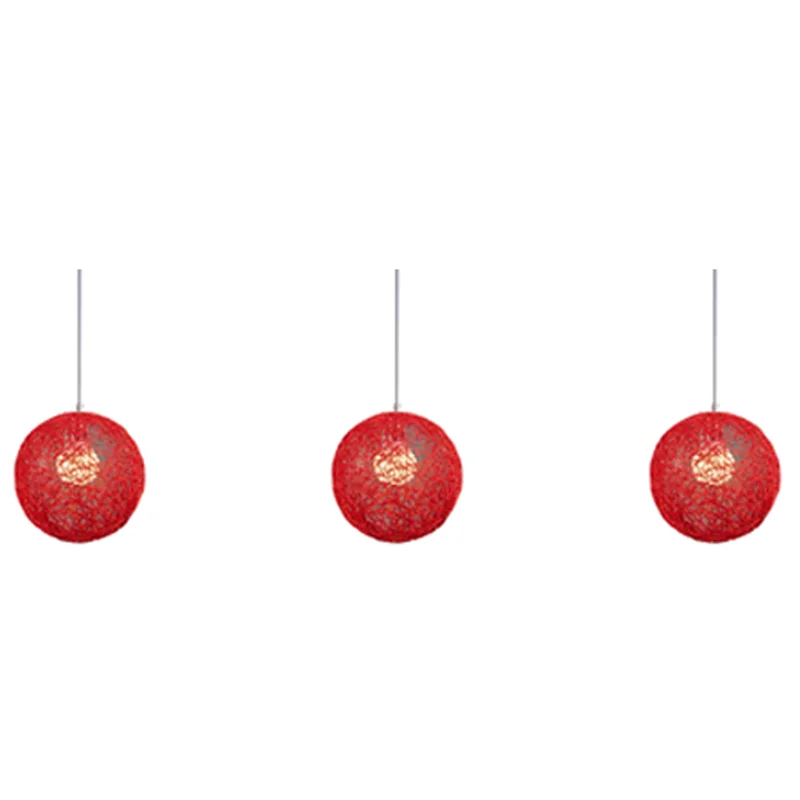 

ABXF-3X Red Bamboo, Rattan And Jute Ball Chandelier Individual Creativity Spherical Rattan Nest Lampshade