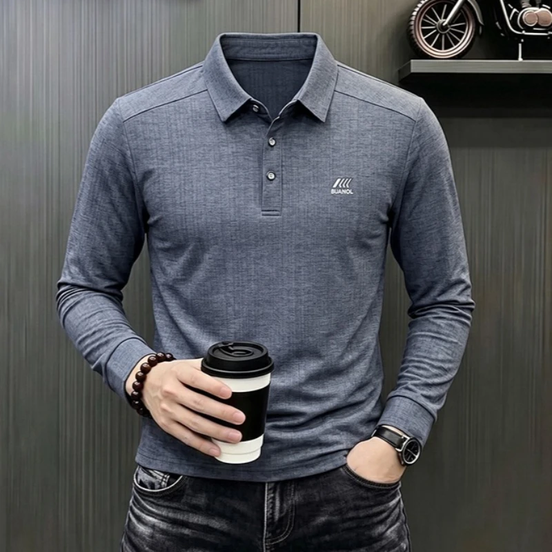 Autumn Winter Men's Long Sleeved Tops Fashion Sports Brand Embroidered Pony Workwear POLO Shirts Man Business Casual T-shirts
