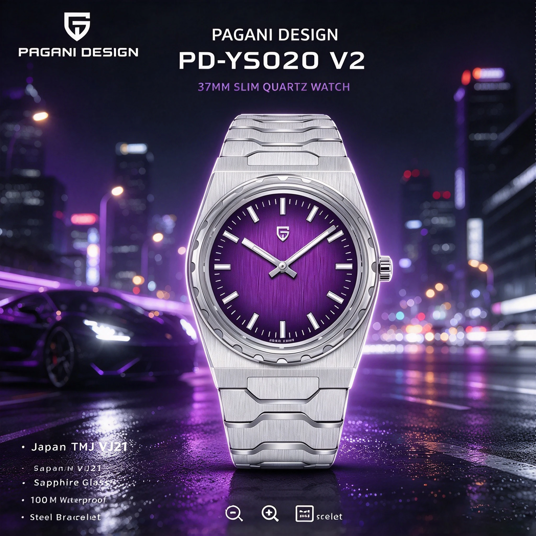 PAGANI DESIGN New VJ21 Fashion Man Quartz Watch V2 Sapphire 10Bar Waterproof Thin 7MM Luminous C3 Upgrade reloj hombre
