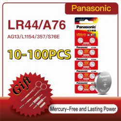 Panasonic-pilas alcalinas de botón AG13, LR44, SR1154, SR44, A76, LR1154, batería remota para reloj de monedas, juguetes, 10-100 Uds.