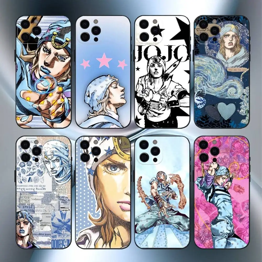 

Johnny Joestar J-Jojo Phone Case For iPhone17,16,15,14,13,12,11 Plus,Pro Max Soft Black Cover