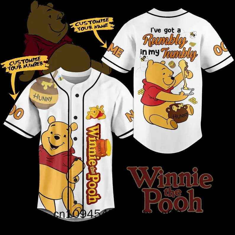 Pooh Bear Baseball Jersey, Winnie The Pooh Jersey, Disney Baseball Shirt, Winnie The Pooh Baseball Shirt, Personalized Baseball