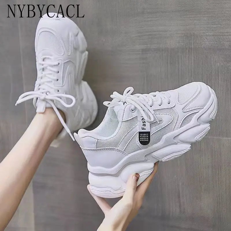 

Women Breathable Mesh Platform Sneakers Casual Vulcanized Shoes Flat Summer 2022 Women's Thick-soled Platform Vulcanized Shoes