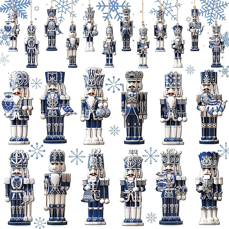 12/24/36Pcs Wooden Nutcracker Soldier Pendant Xmas Tree Hanging Ornament Christmas Decoration For Home Holiday New Year Gift