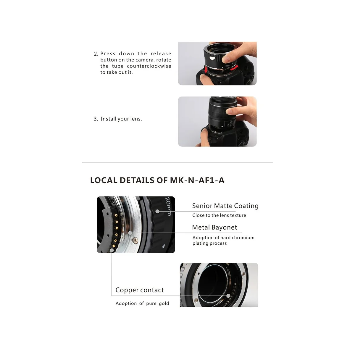 N-AF-A Auto Focus Macro Extension Tube Ring for Nikon D90 D3000 D3100 D3200 D5000 D5100 D5200 D7000 D7100 Camera DSLR