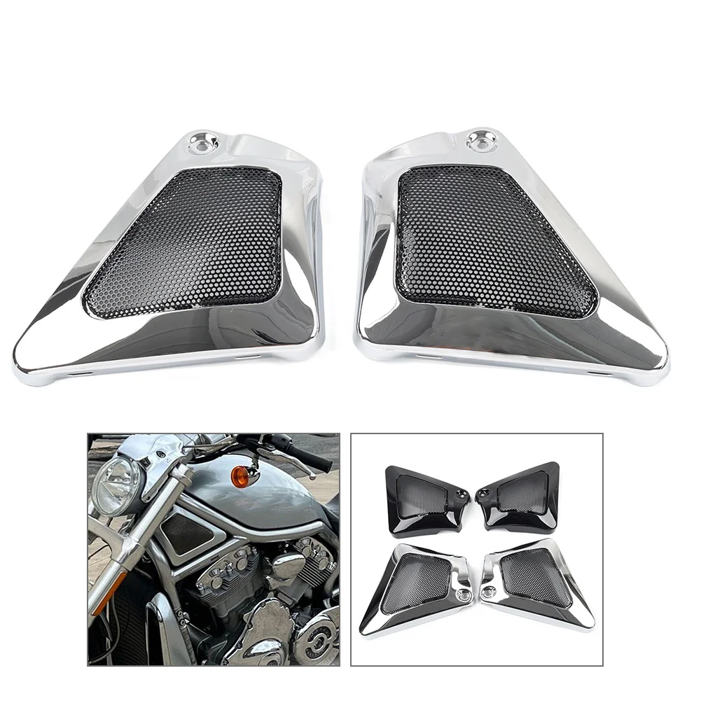 2 Pcs Chrome/Black Airbox Frame Neck Side Air Intake Cover Decoration For Harley V-Rod VRSCX VRSCA Plastic