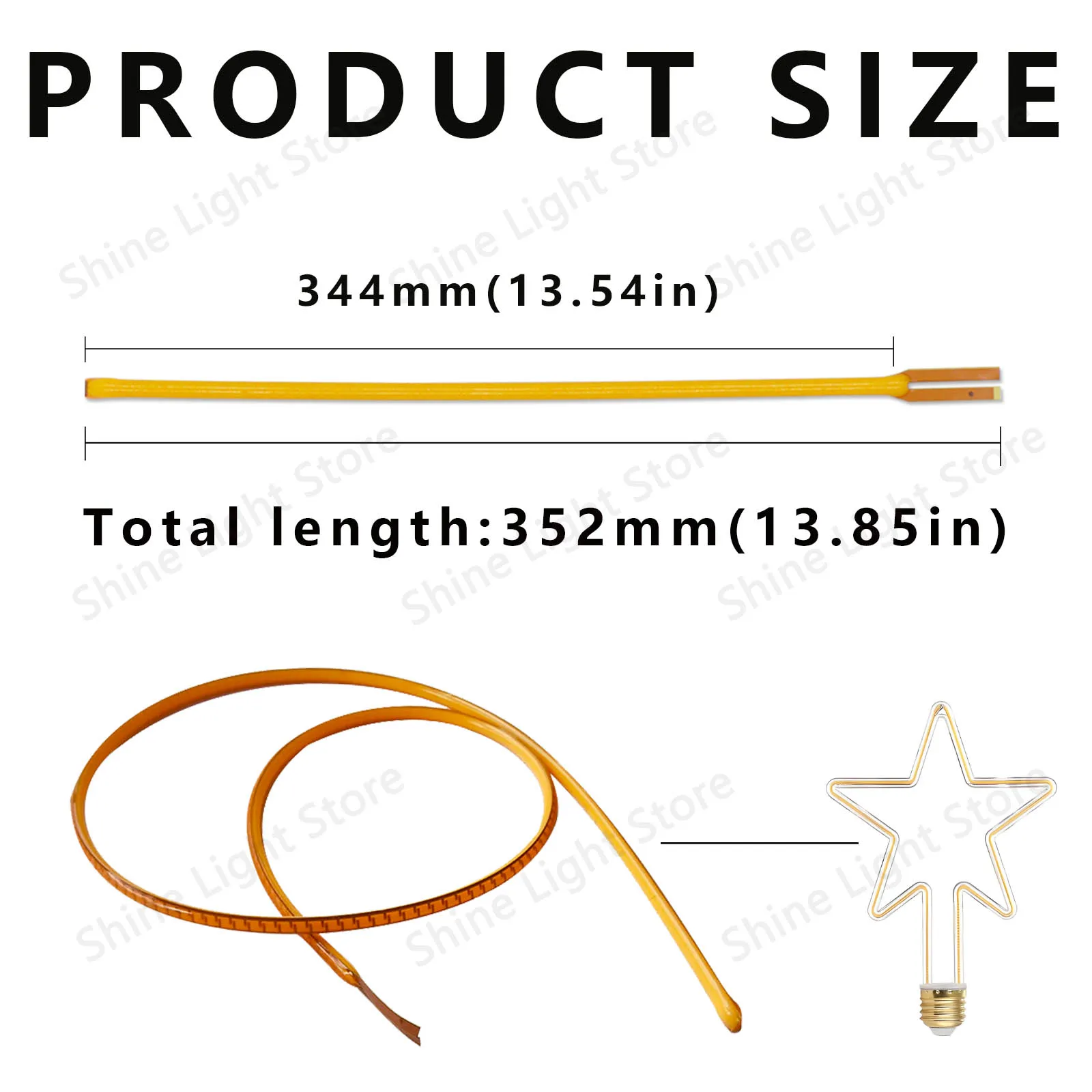 3V Positive and Negative Pole Same End Flexible Filament 352mm Retro LED Soft Filament Restaurant Bar Light Bulb Light Source