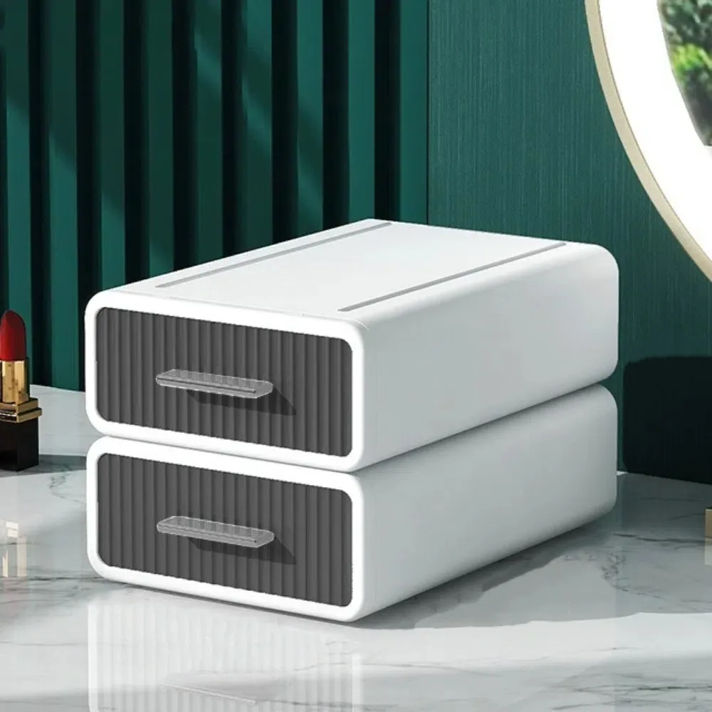 Plastic Desktop Storage Box Stackable Single-Layer Office Storage Cabinet Underwear with Drawer Stationery Table Organizer