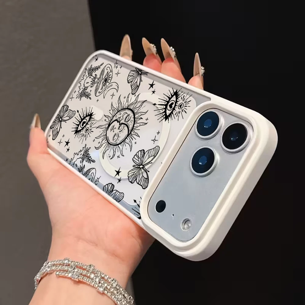 Abstrakte Linienästhetik Transparente Hülle für iPhone 17 16 11 12 15 Pro Max 13 14 Plus Hüllen für Magsafe Kabelloses Laden Drop Fundas – Detail 12