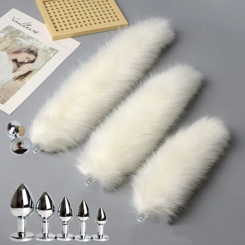 Artificial Fur Fox Tail Cosplay Anal Sex Toys with Detachable Smooth Touch Metal Butt Plug for Couple Adult Supplies Sex Shop