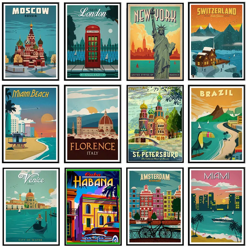 DIY Diamond Painting New York Holland Amsterdam London Retro European and American City Landscape Cross Stitch Home Decoration