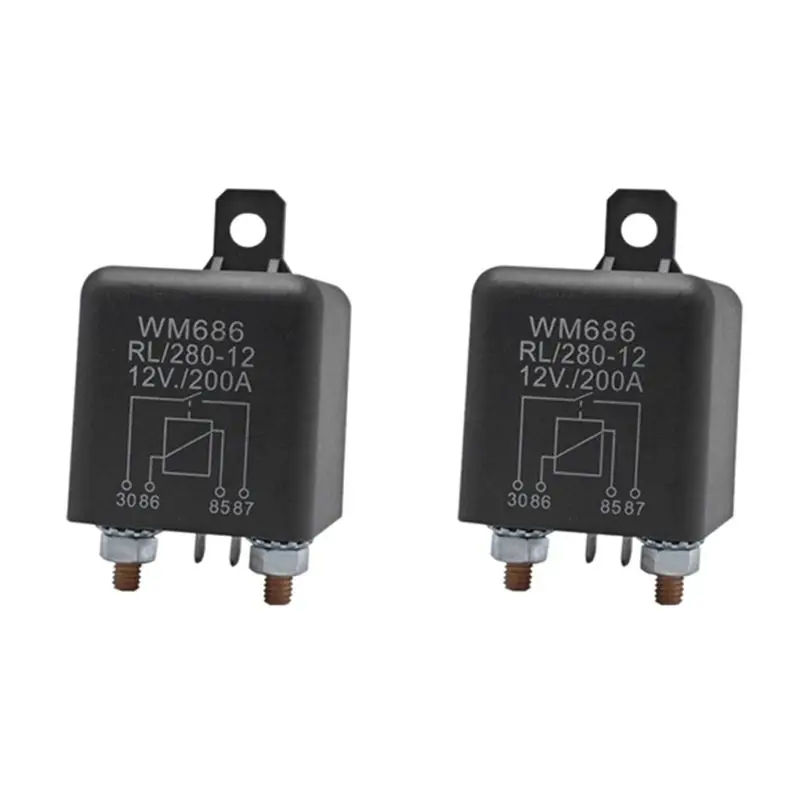 A04E-2X Battery Isolator Relay 12V 4-Pin WM686 Start Relay Car ON/OFF Switch Normally Open Relay RL/280 200A