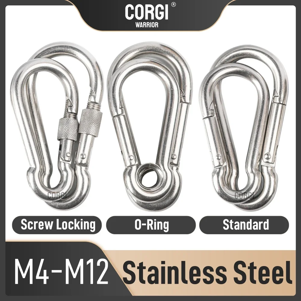 Heavy Duty Thumb Screw Locking Carabiner Clips M4 M5 M6 M7 M8 M10 M11 M12 304 Stainless Steel Caribiniers Spring Snap Hook