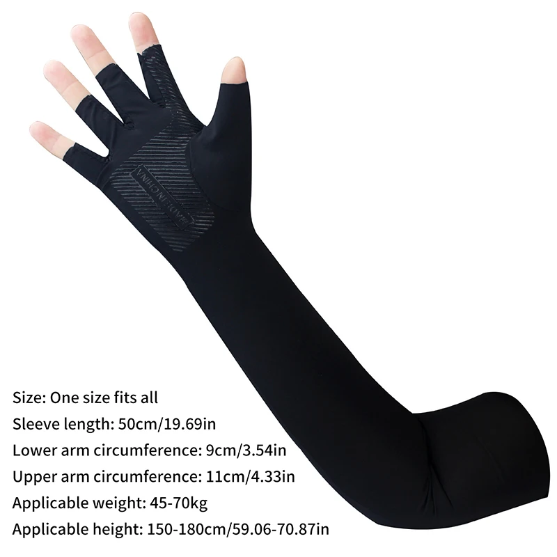 1Pair Sport Arm Sleeves Cycling Running Fishing Climbing Arm Cover Gloves Sun UV Protection Ice Cool Sleeves With 5-finger Cuff