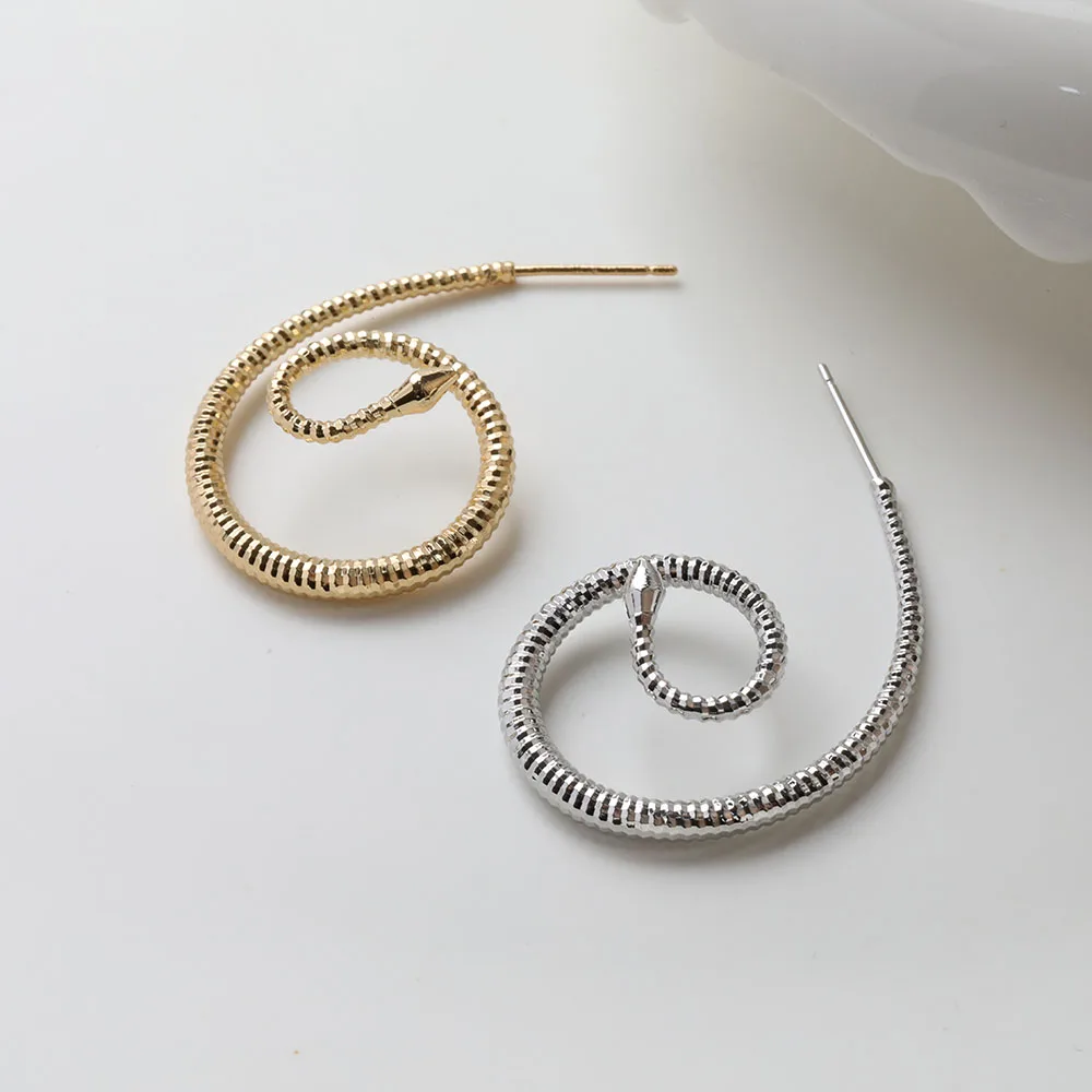 

2Pair 14K Gold Plated Simple Wire Snake Earring Studs Handmade Material Accessories Jewelry DIY Making Supplies