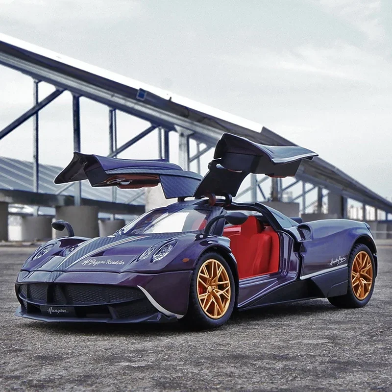 

1:24 Pagani Huayra Dinastia Supercar, легкосплавный автомобиль, модель литья под давлением, звуковая и световая модель автомобиля, коллекция игрушек, подарок для детей