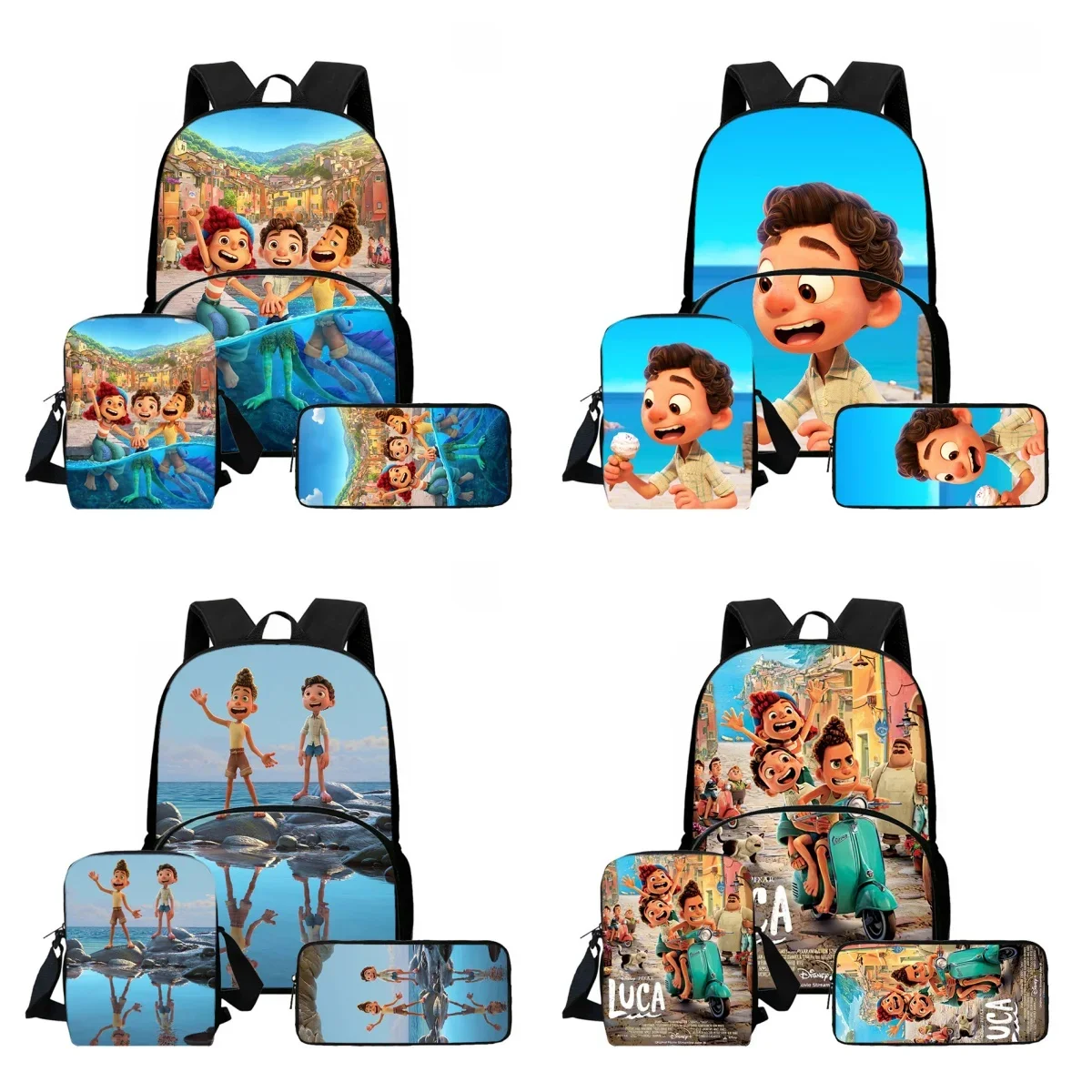حقيبة ظهر مدرسية للأطفال من ديزني كارتون بيكسار لوكا مع جيب أمامي، حقائب كتف، حقائب أقلام رصاص، حقائب مدرسية للأطفال